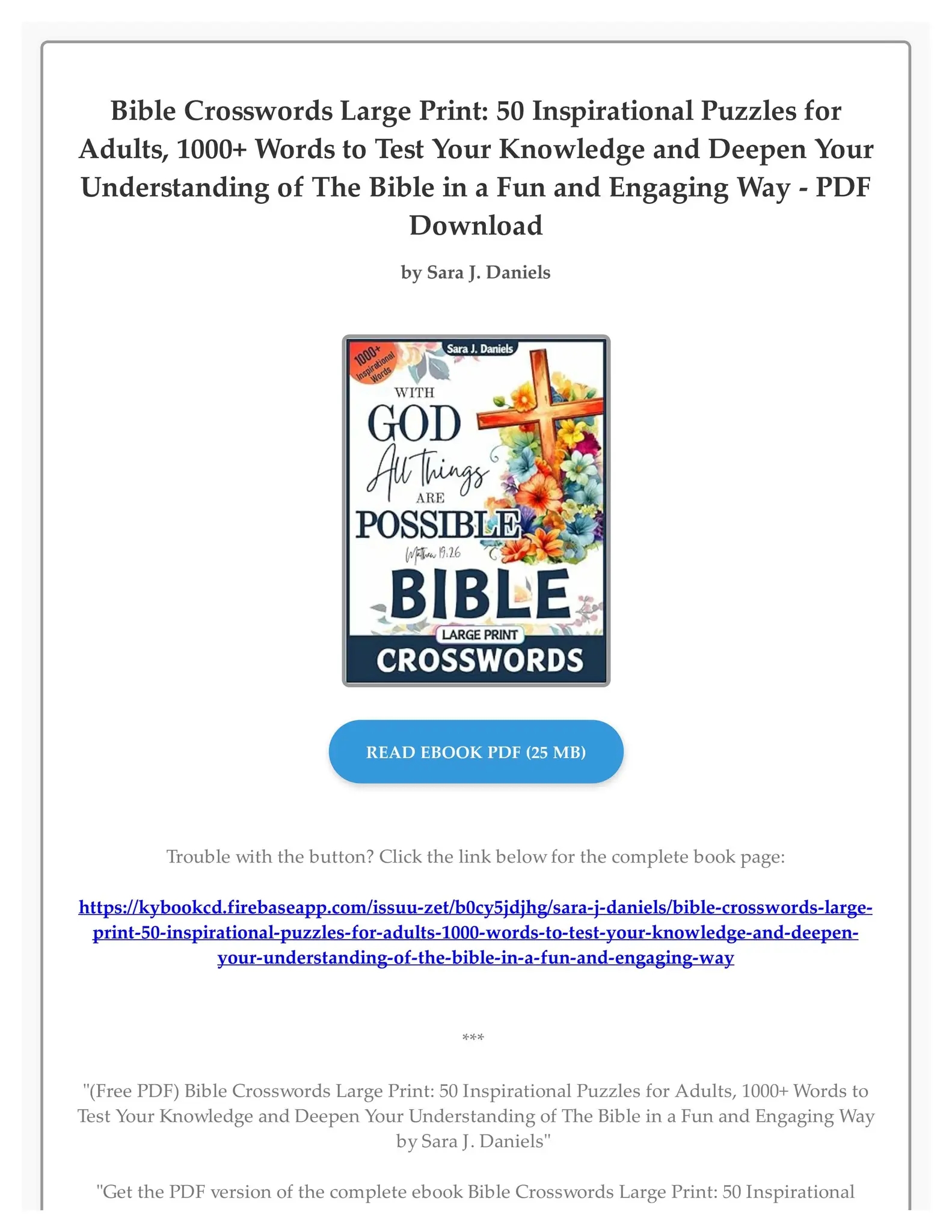 Free PDF Bible Crosswords Large Print 50 Inspirational Puzzles For Adults 1000 Words To Test Yo By GailDanielgg Issuu Free PDF Bible Crosswords Large Print 50 Inspirational Puzzles For Adults 1000 Words To Test Yo By GailDanielgg Issuu