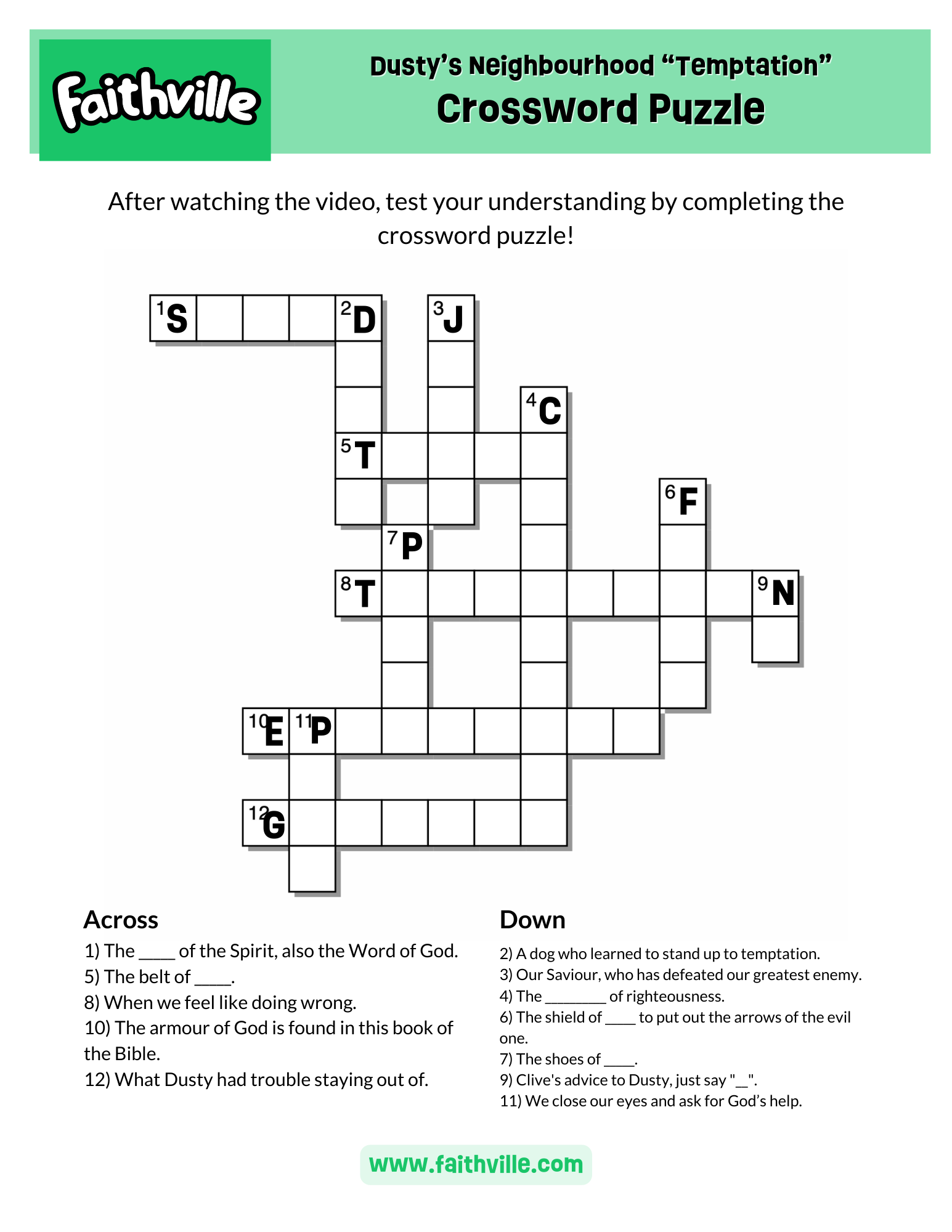 Printable Bible Crossword Puzzles