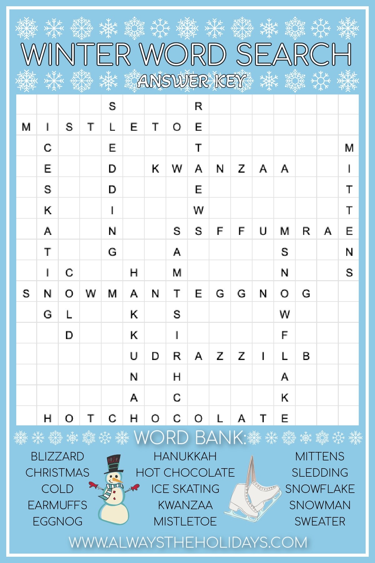 Winter Crossword Puzzle Printable Kids Winter Crossword Puzzle Printable Kids