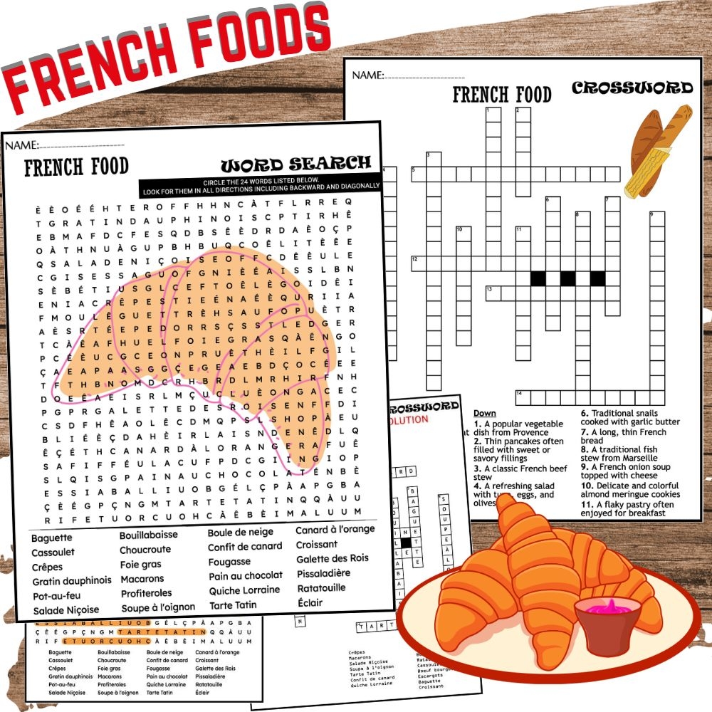 French Foods Fun Worksheets Word Search And Crossword Made By Teachers French Foods Fun Worksheets Word Search And Crossword Made By Teachers
