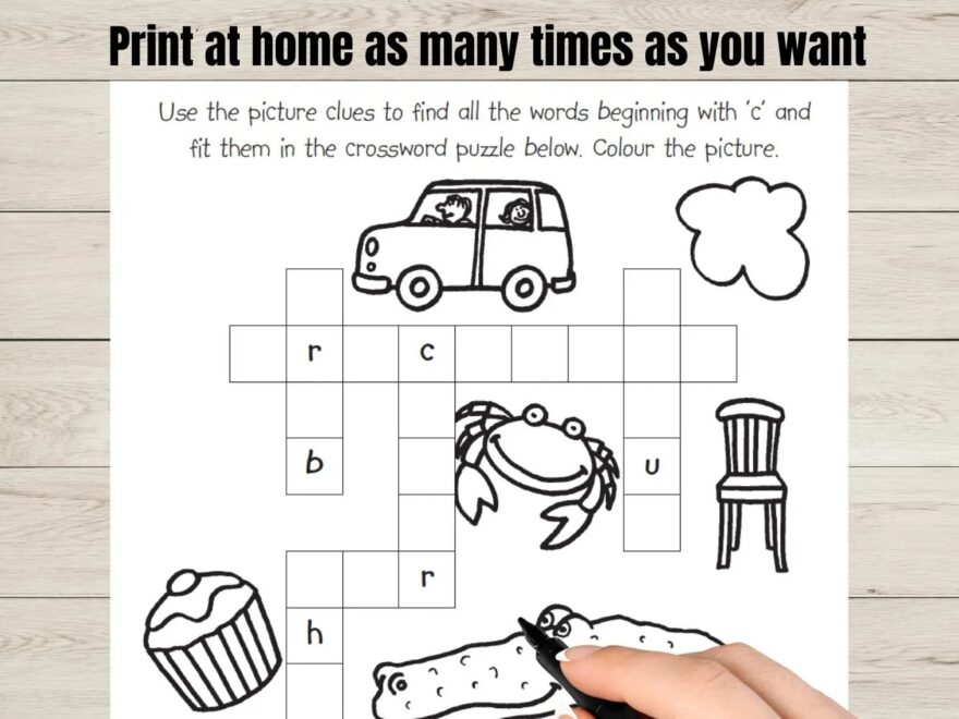 Fun Kids Crossword Puzzle Pages With Solutions Instant Download Printable Crossword Crossword For Kids Fun Crossword Etsy