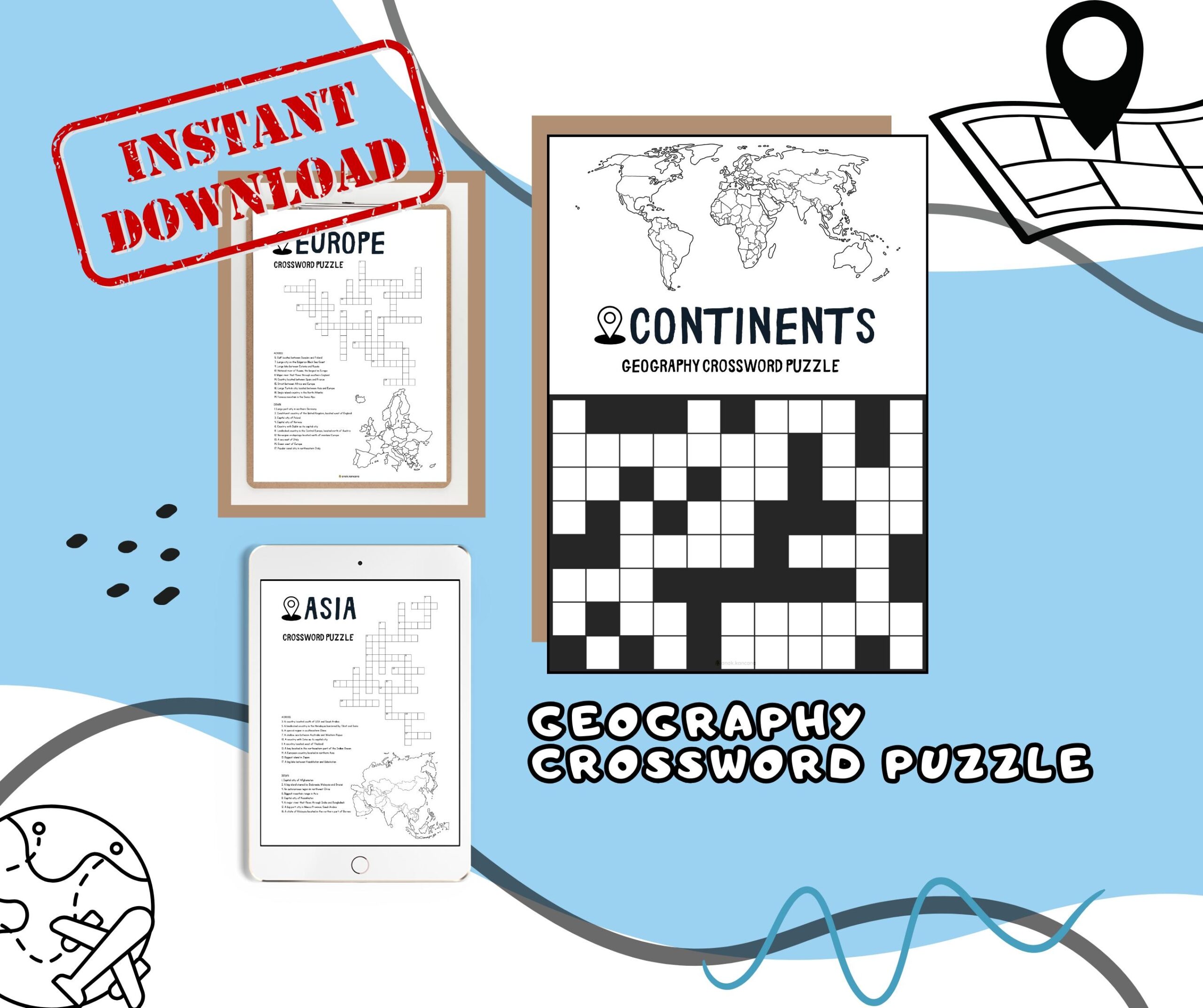 Geography Crosswords Etsy Geography Crosswords Etsy