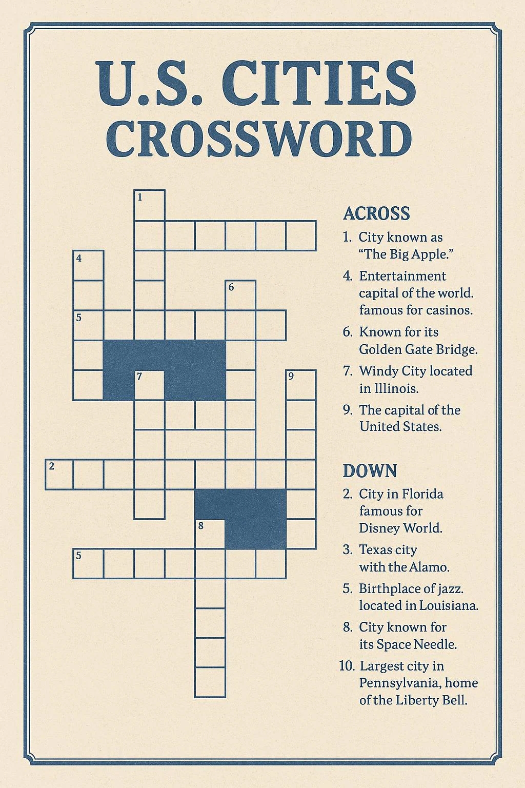 Geography Crosswords Etsy Geography Crosswords Etsy
