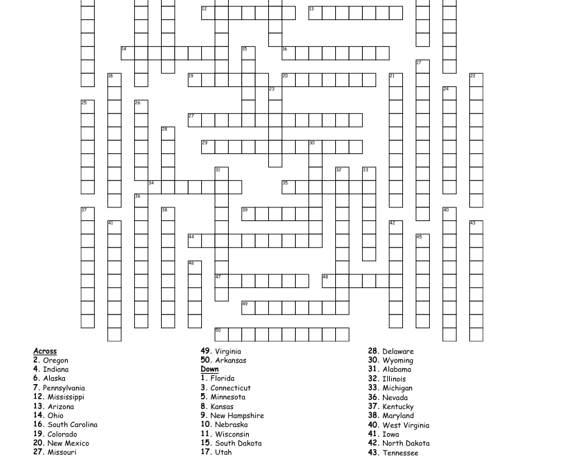 Geography Of The United States Crossword WordMint