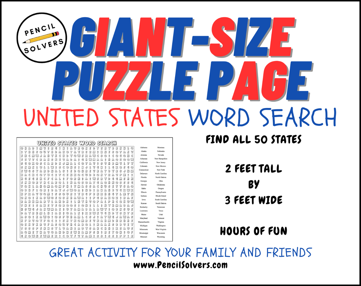 Giant Size Puzzle Page 24 x36 Word Search 50 Words United States Theme EBay Giant Size Puzzle Page 24 x36 Word Search 50 Words United States Theme EBay