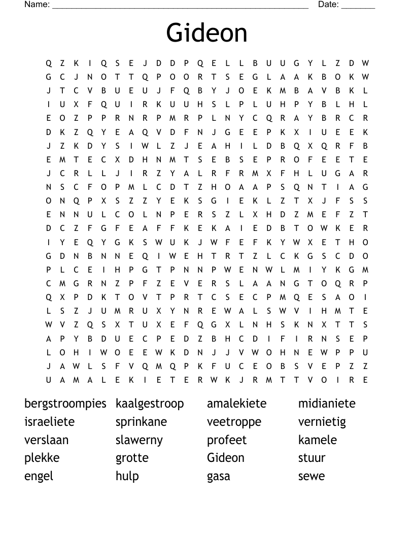 Gideon Word Search WordMint Gideon Word Search WordMint