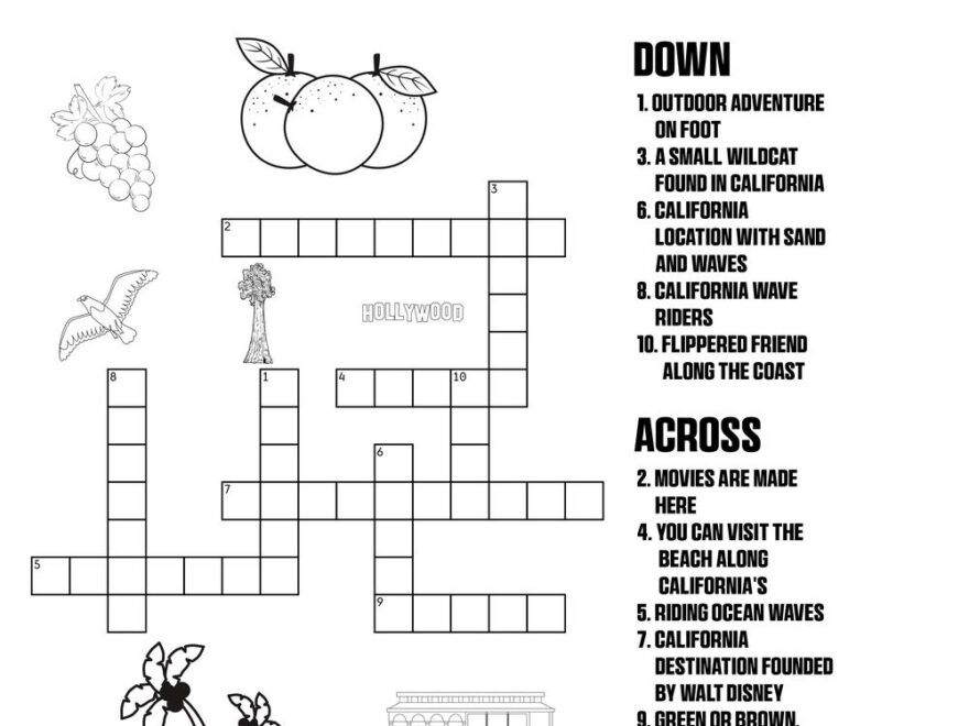 Golden State Crossword Puzzle Beeloo Printable Crafts And Activities For Kids