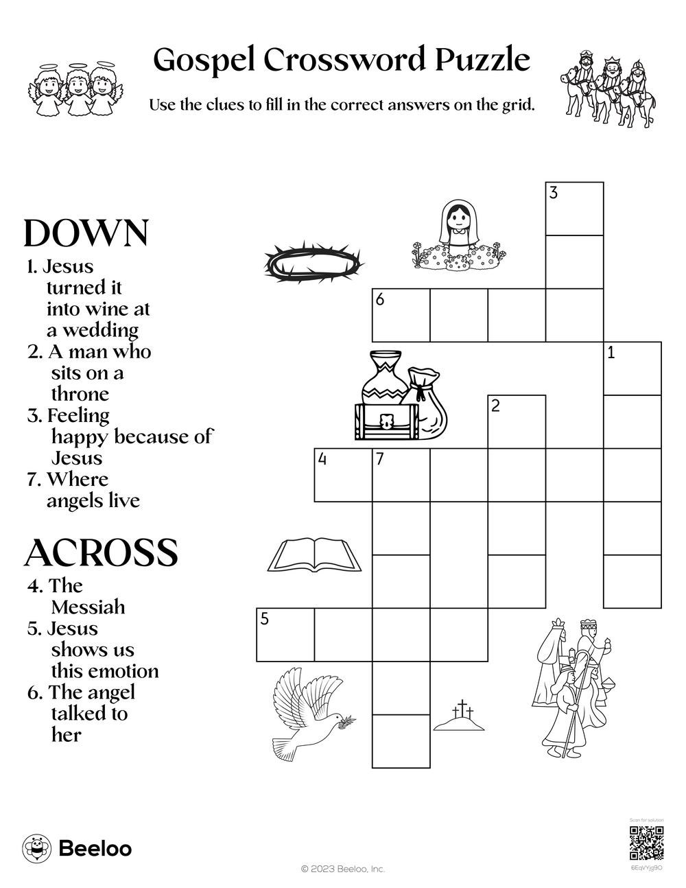 Gospel Crossword Puzzle Beeloo Printable Crafts And Activities For Kids