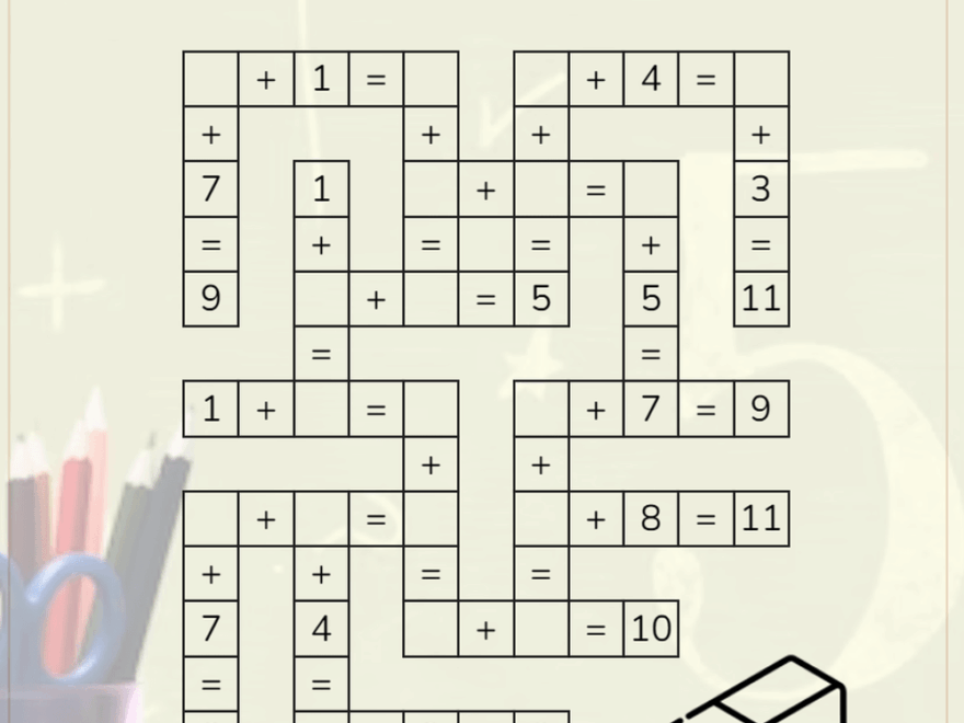 Grade 1 Math Crossword Puzzles Worksheets 2025