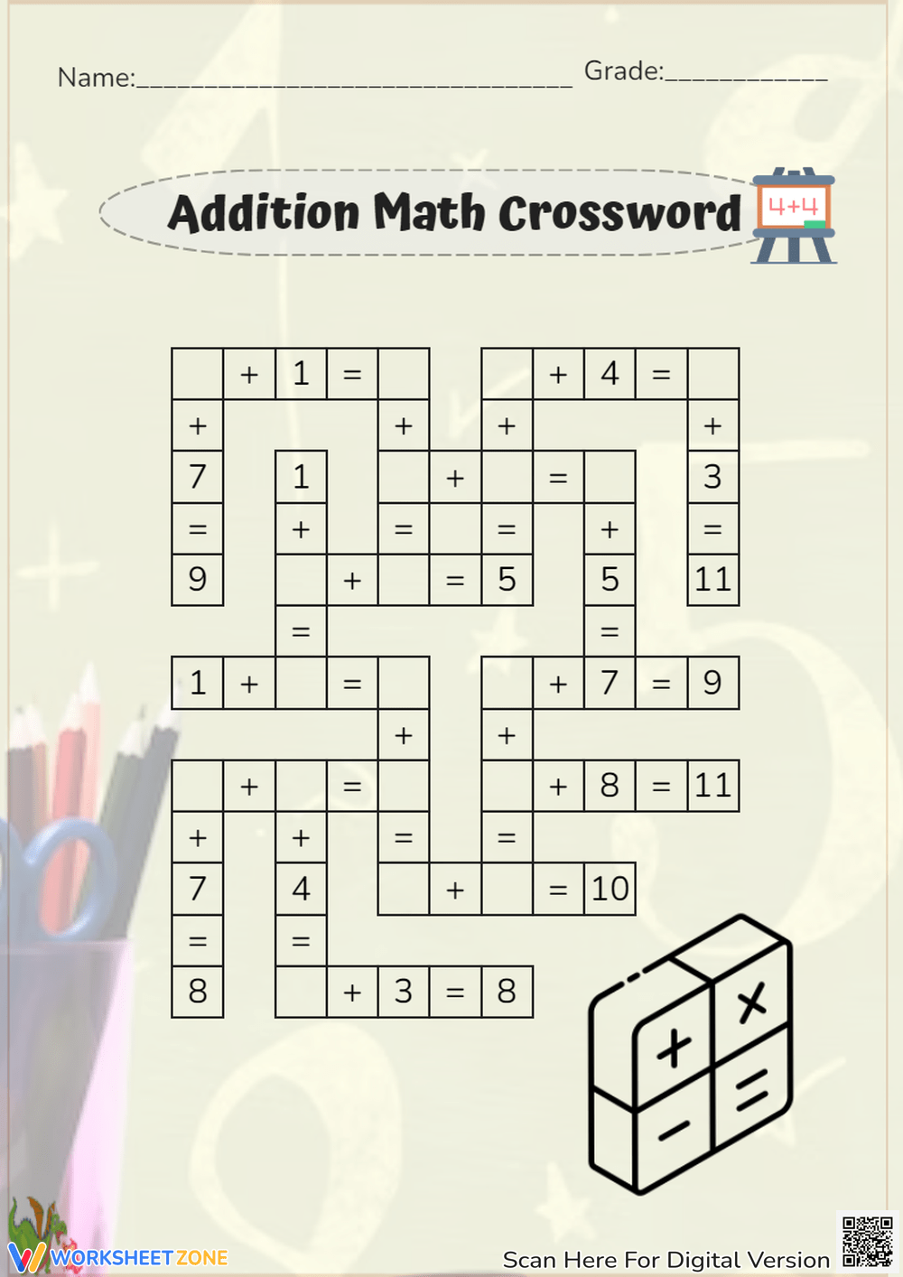 Grade 1 Math Crossword Puzzles Worksheets 2025 Grade 1 Math Crossword Puzzles Worksheets 2025