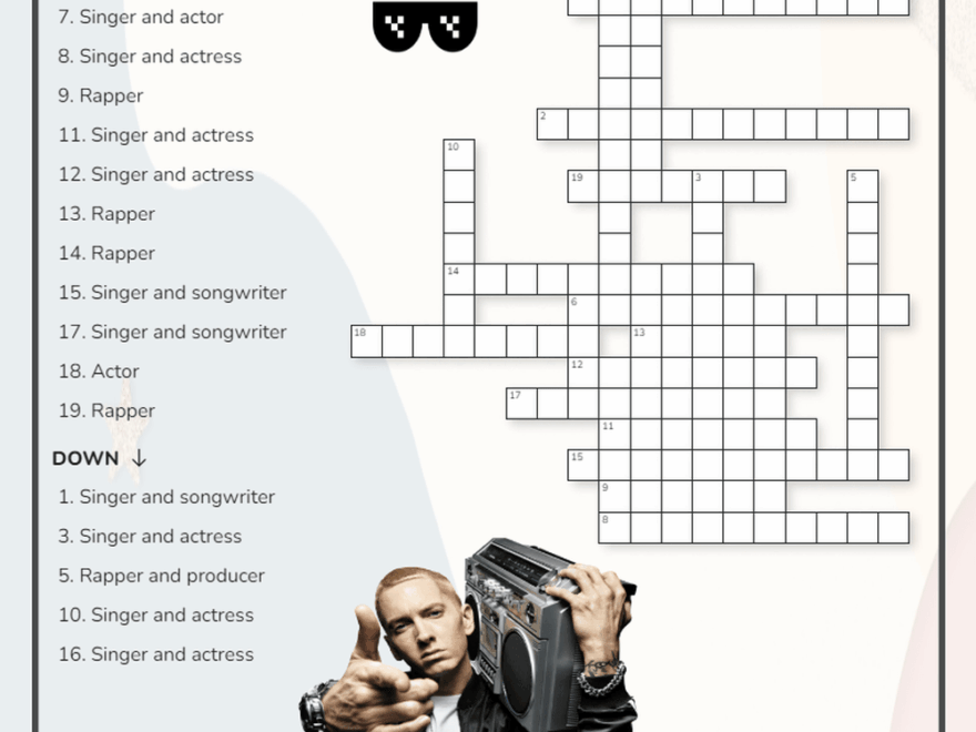 Grade 1 Pop Culture Crossword Puzzles Worksheets Printable