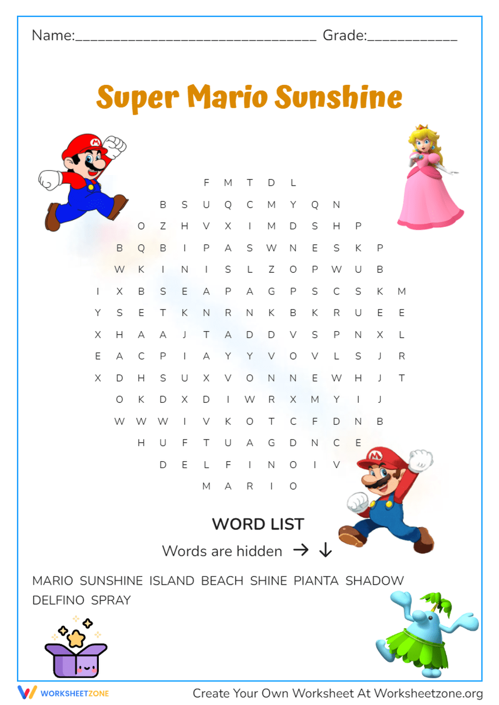 Grade 2 Mario Word Search Worksheets Printable Grade 2 Mario Word Search Worksheets Printable