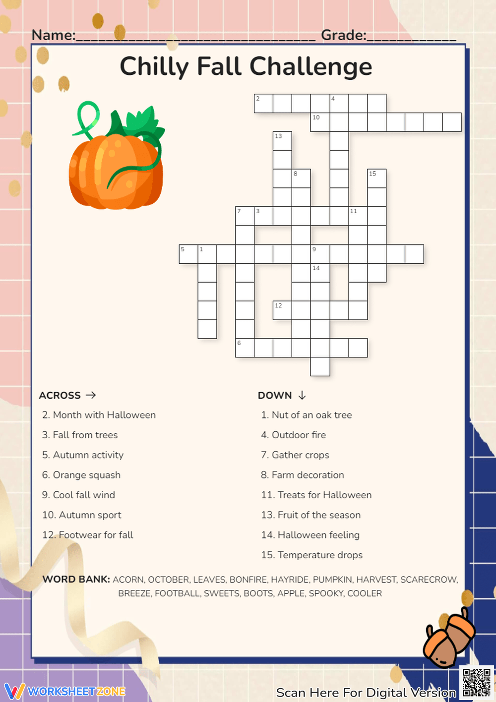 Season Crossword Puzzle Printable