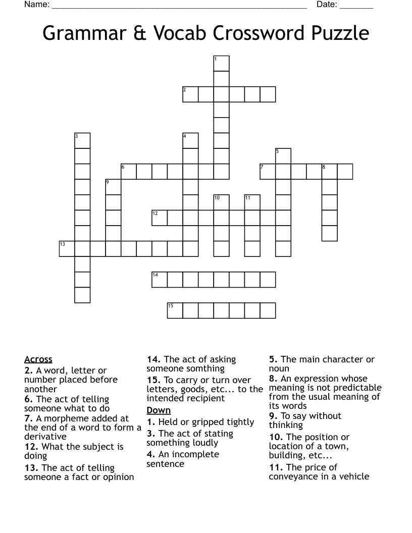 Grammar Vocab Crossword Puzzle WordMint Grammar Vocab Crossword Puzzle WordMint