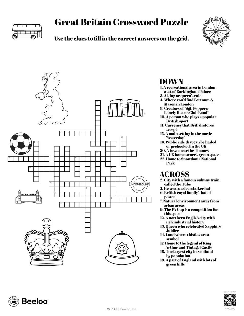 Great Britain Crossword Puzzle Beeloo Printable Crafts And Activities For Kids Great Britain Crossword Puzzle Beeloo Printable Crafts And Activities For Kids