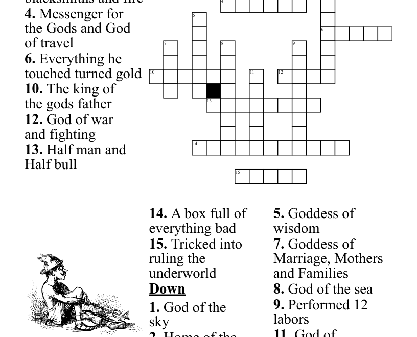 Greek Mythology Crossword Puzzle WordMint