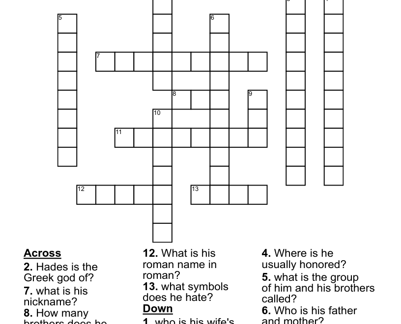Hades Crossword WordMint