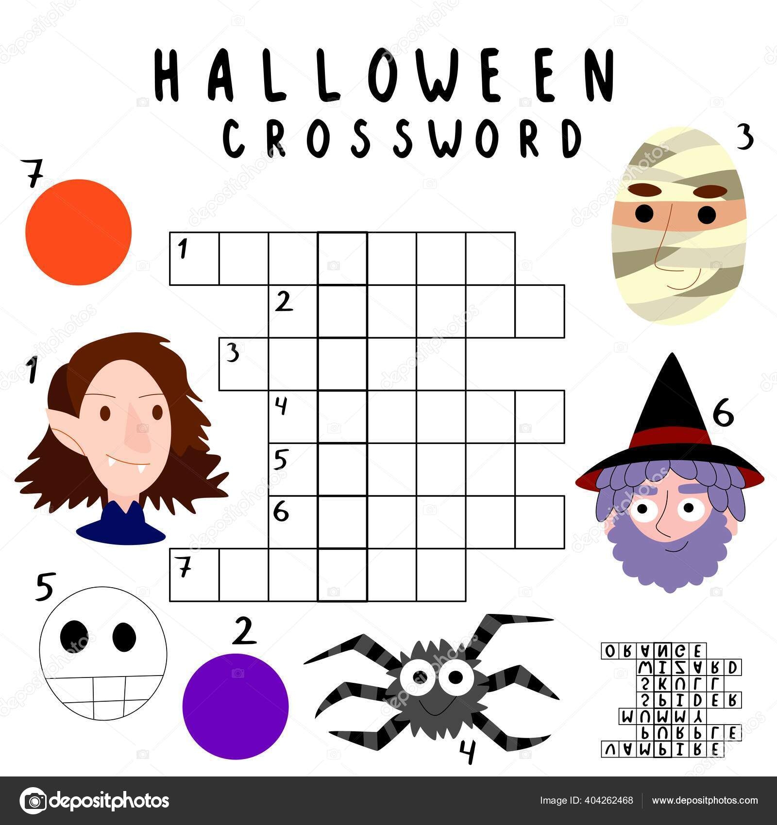 Halloween Crossword Kids Stock Vector Illustration Simple Printable Square Thematic Stock Vector By Funfish yandex ru 404262468