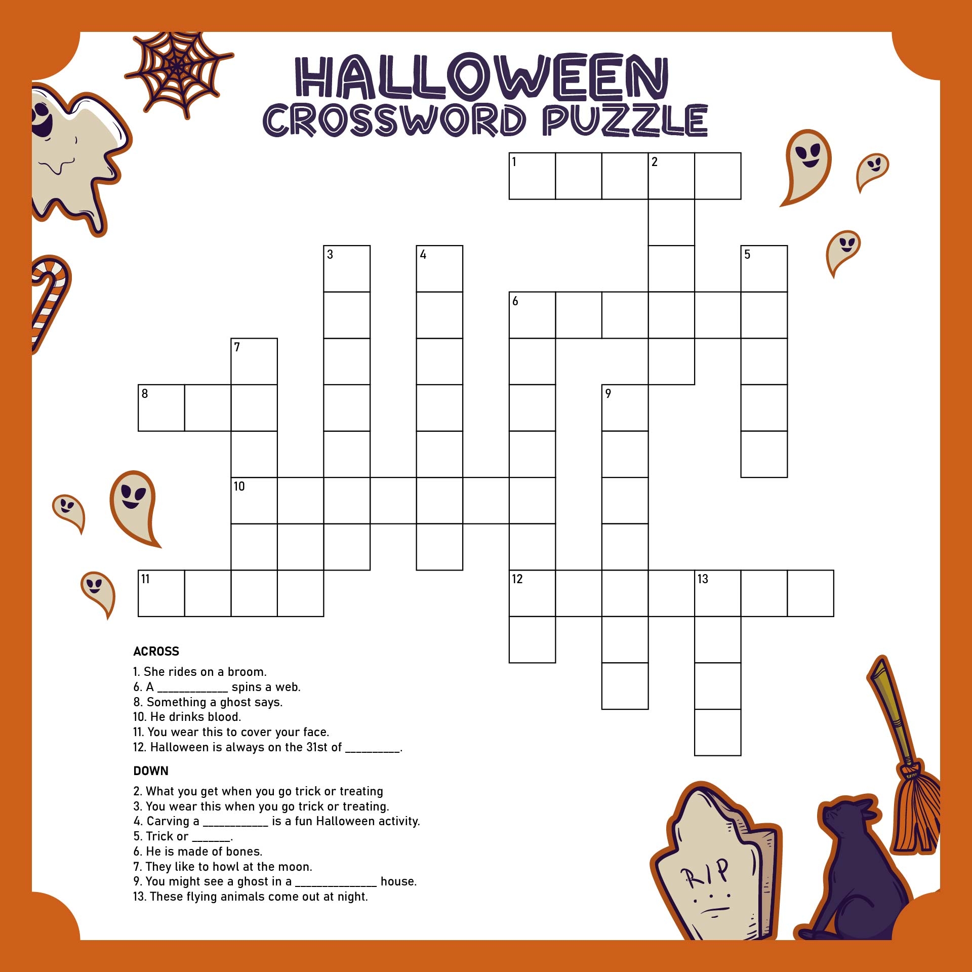 Halloween Crossword Puzzles 15 Free PDF Printables Printablee