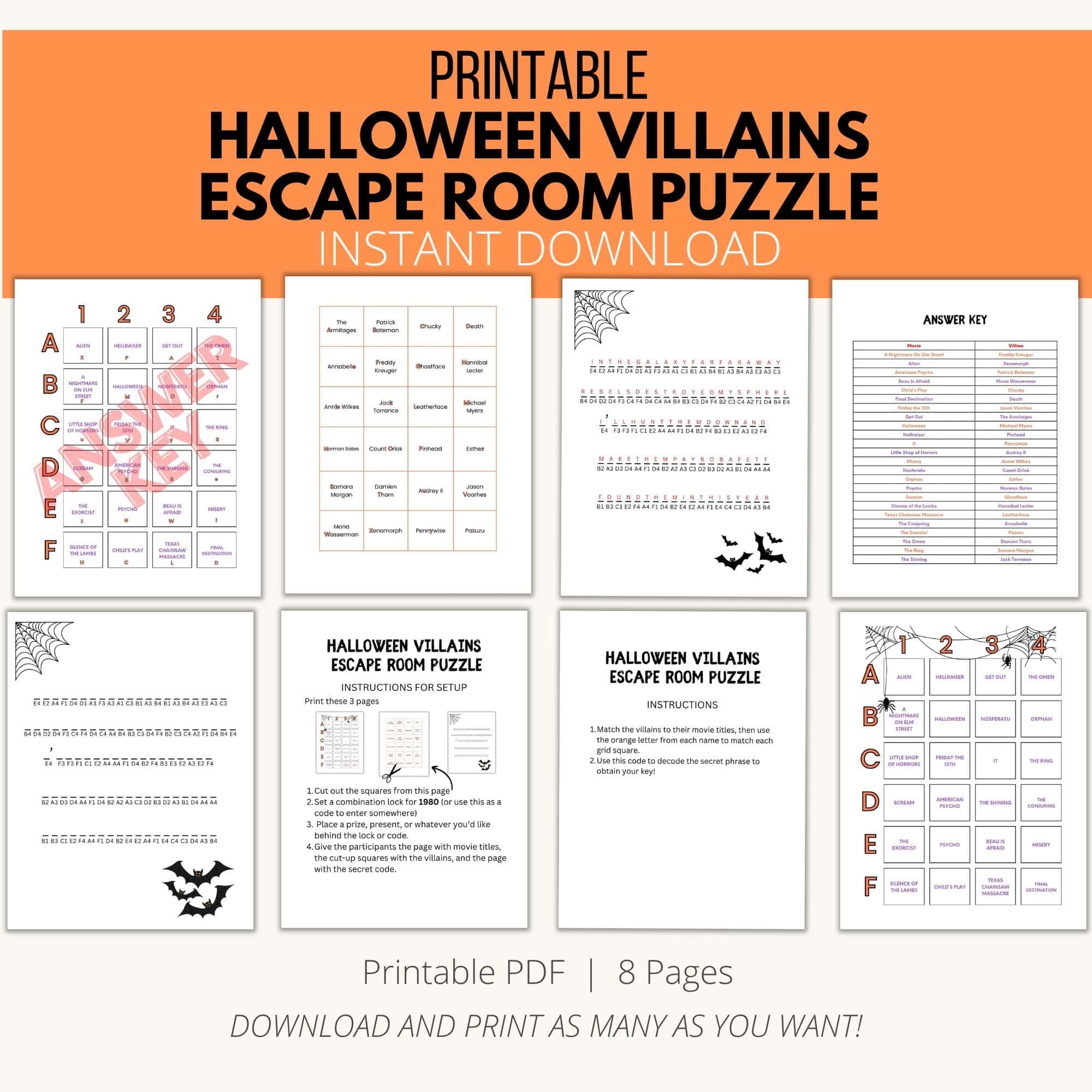 Halloween Villains Escape Room Puzzle A Spooky Printable Adventure Halloween Villains Escape Room Puzzle A Spooky Printable Adventure
