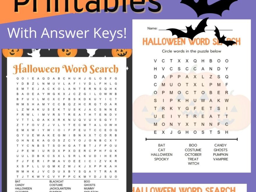 Halloween Word Search Printable 2 Versions With Answer Key Leap Of Faith Crafting