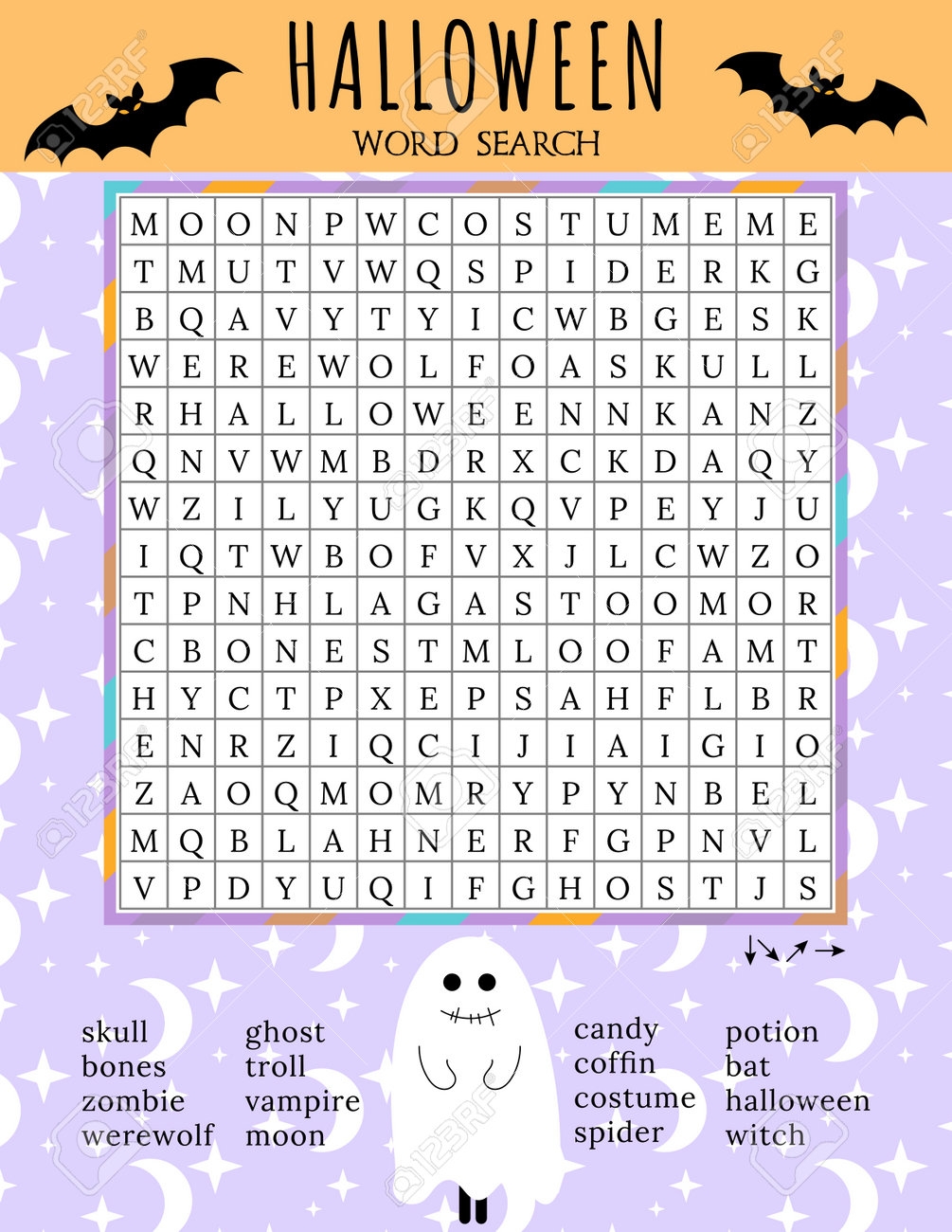 Halloween Word Search Puzzle October Crossword Game Printable Worksheet For Learning English Words Autumn Theme Find 16 Hidden Words Party Card Vector Illustration Of Ghost Character Royalty Free SVG Cliparts Vectors And Halloween Word Search Puzzle October Crossword Game Printable Worksheet For Learning English Words Autumn Theme Find 16 Hidden Words Party Card Vector Illustration Of Ghost Character Royalty Free SVG Cliparts Vectors And