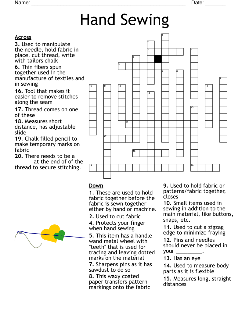 Hand Sewing Crossword WordMint Hand Sewing Crossword WordMint