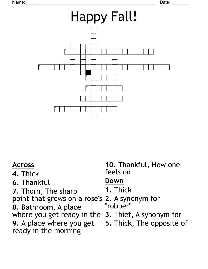 Happy Fall Crossword WordMint Happy Fall Crossword WordMint