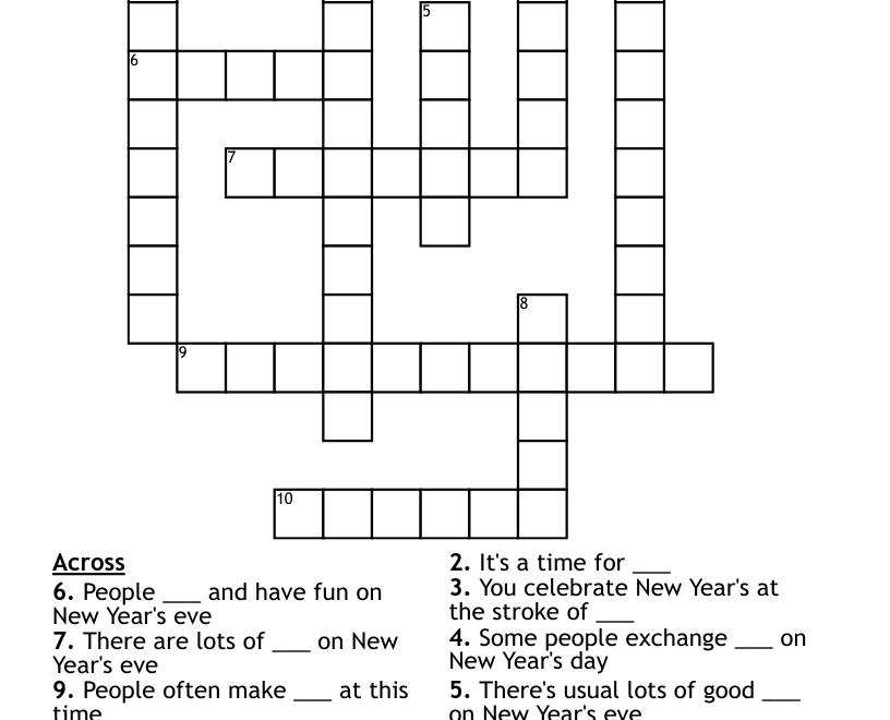 Happy New Year Crossword WordMint