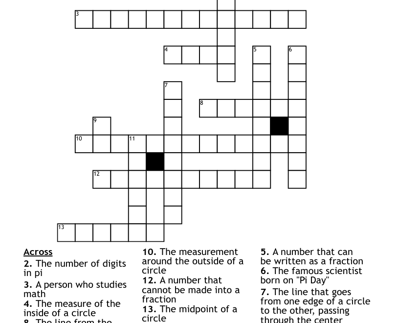 Happy PI Day Crossword WordMint
