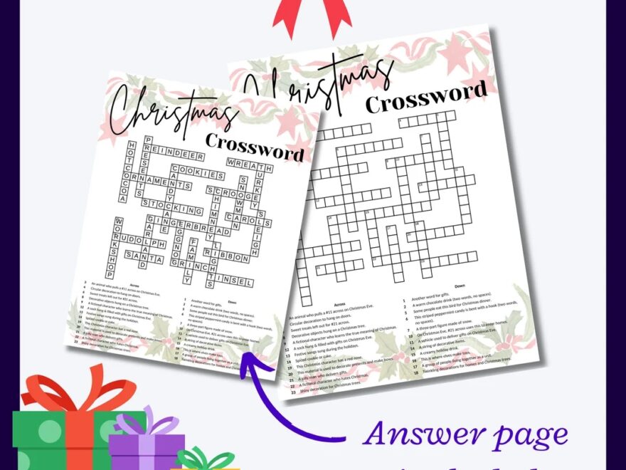Hard Christmas Crossword Puzzle Non religious Fun PDF Download Etsy