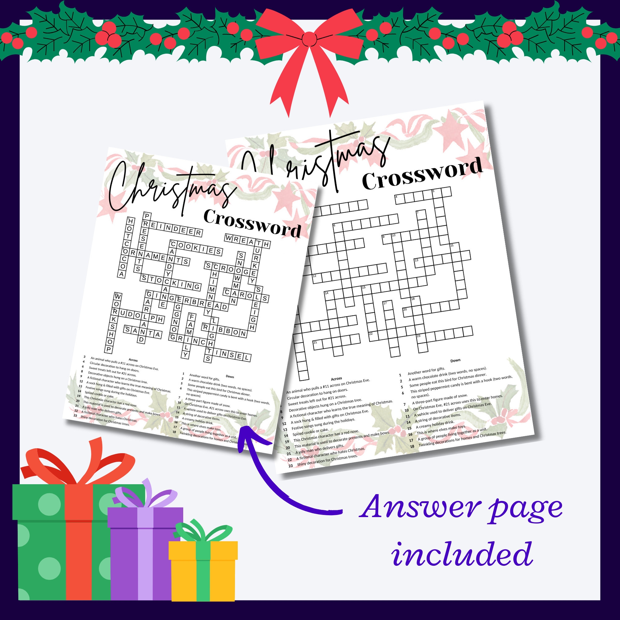 Hard Christmas Crossword Puzzle Non religious Fun PDF Download Etsy Hard Christmas Crossword Puzzle Non religious Fun PDF Download Etsy