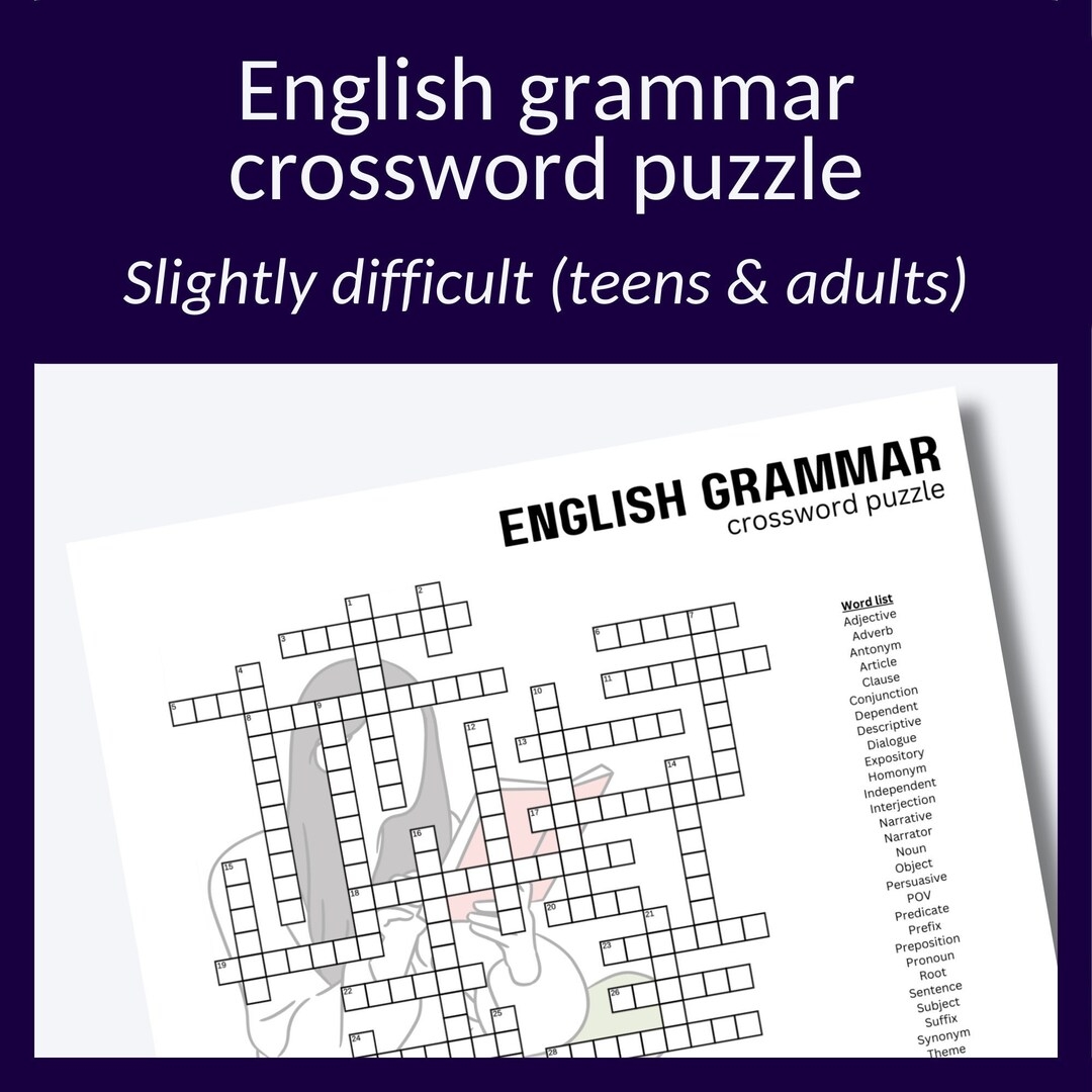 Hard Crossword Puzzle For Teens adults Vocabulary Spelling ESL Game Etsy Hard Crossword Puzzle For Teens adults Vocabulary Spelling ESL Game Etsy