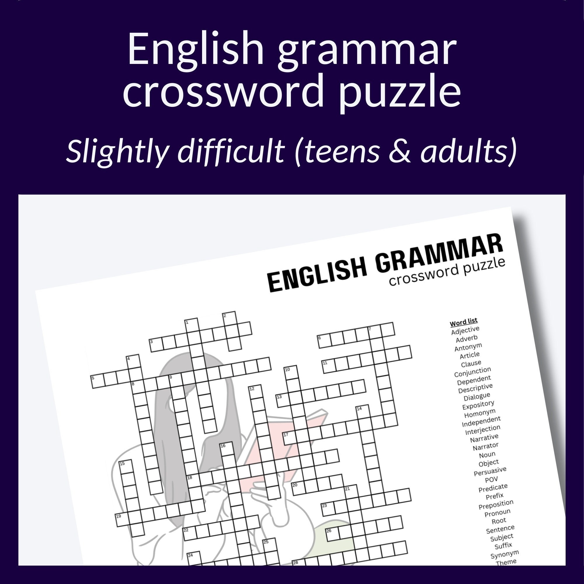 Hard Crossword Puzzle For Teens adults Vocabulary Spelling ESL Game Etsy Hard Crossword Puzzle For Teens adults Vocabulary Spelling ESL Game Etsy