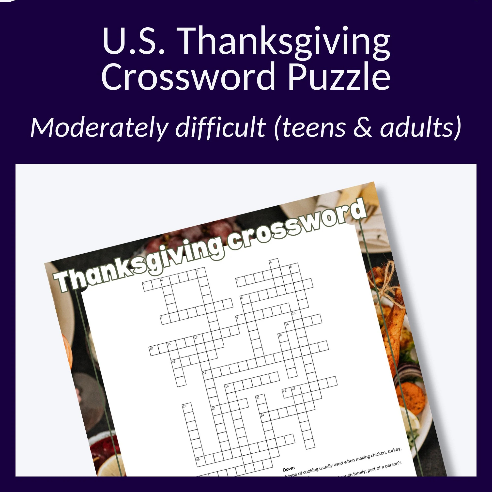 HARD U S Thanksgiving Crossword Puzzle For Parties Or Fun School Activity This Cross Word Puzzle Is For Teens Adults Etsy HARD U S Thanksgiving Crossword Puzzle For Parties Or Fun School Activity This Cross Word Puzzle Is For Teens Adults Etsy