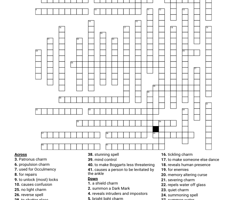 Harry Potter Spells Crossword WordMint