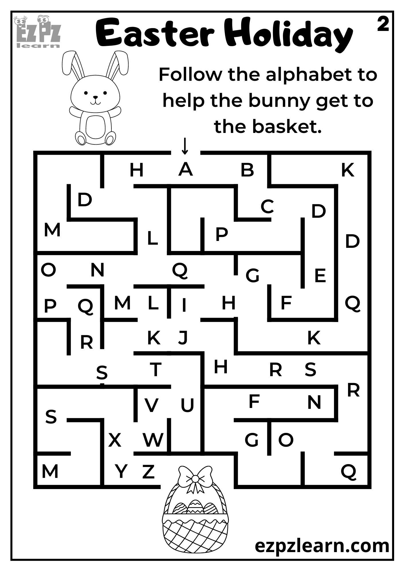 Help The Bunny Find The Basket Easter Holiday Maze Ezpzlearn Help The Bunny Find The Basket Easter Holiday Maze Ezpzlearn