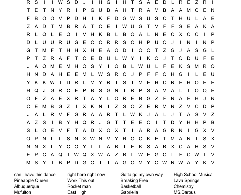 High School Musical Word Search WordMint