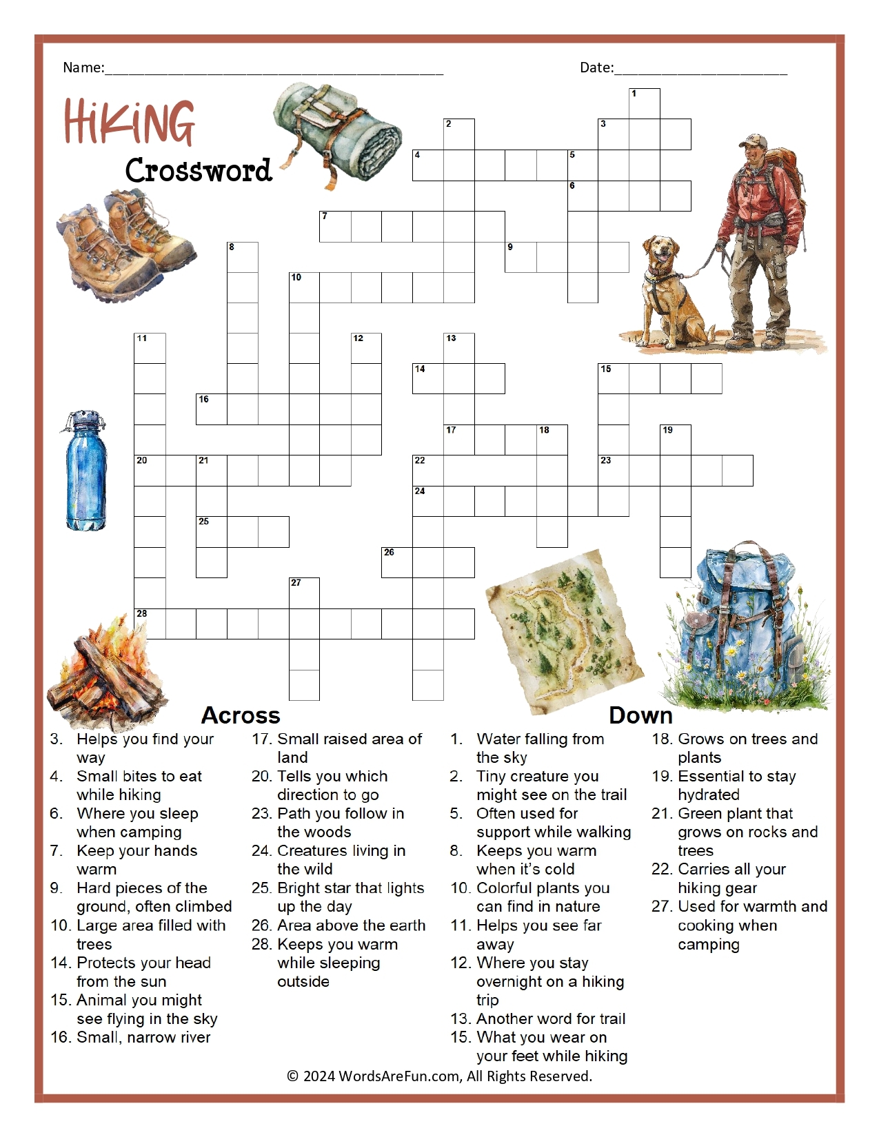 Hiking Crossword Puzzle Hiking Crossword Puzzle