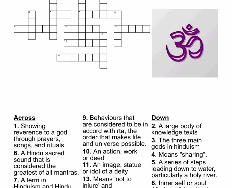Hinduism Crossword WordMint