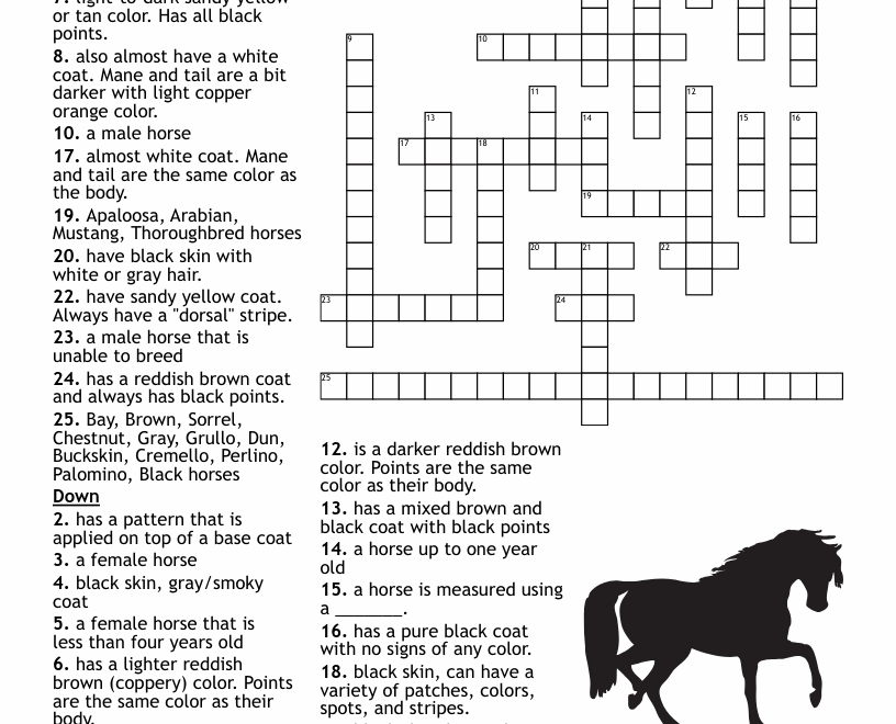 Horse Project Crossword WordMint
