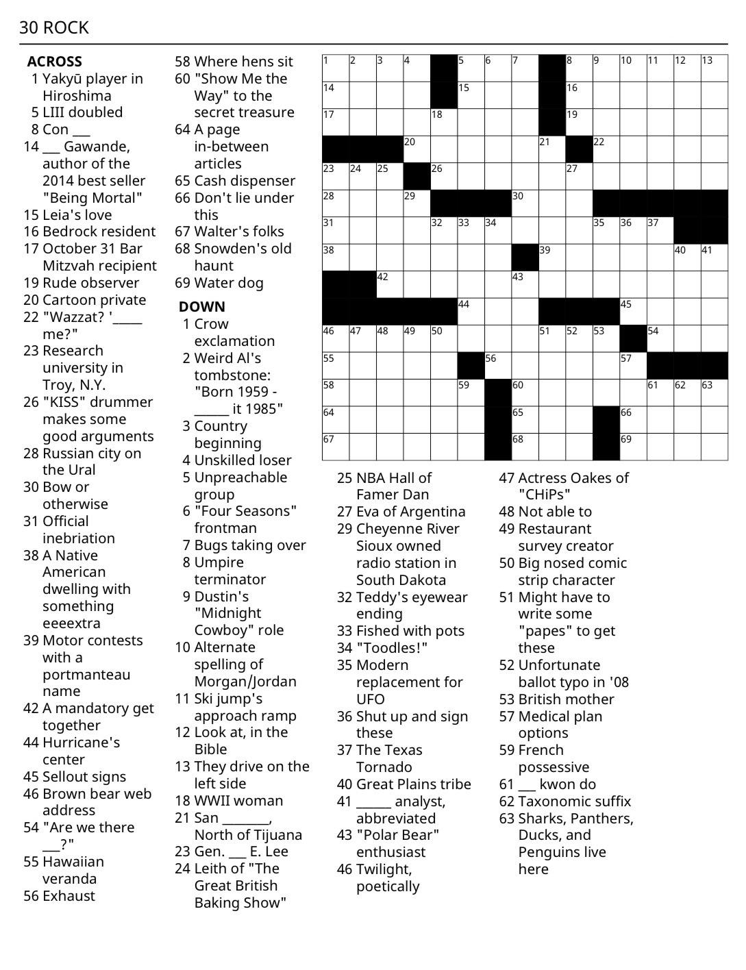 I Made A 30 Rock Themed Crossword Puzzle Thought Someone Here Might Enjoy R 30ROCK I Made A 30 Rock Themed Crossword Puzzle Thought Someone Here Might Enjoy R 30ROCK