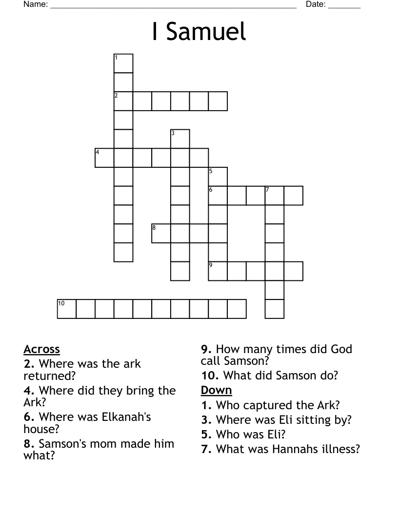 I Samuel Crossword WordMint I Samuel Crossword WordMint