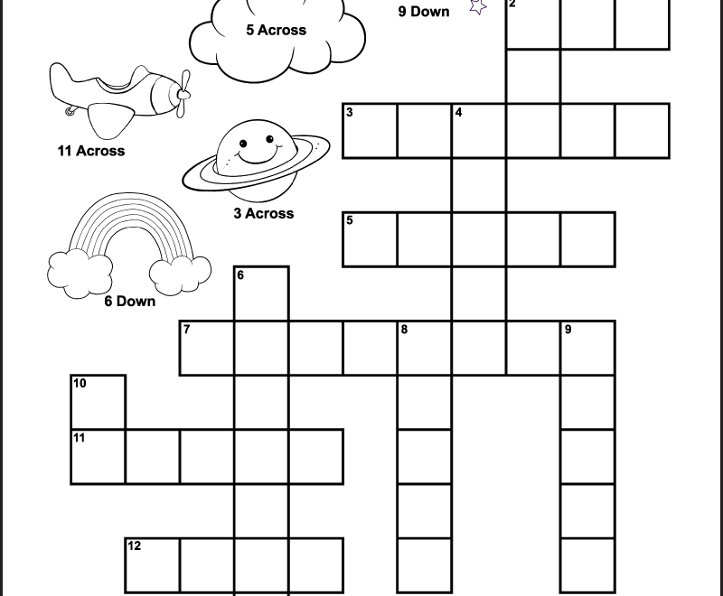 In The Sky Crossword Puzzle For Kids Tree Valley Academy Worksheets Library