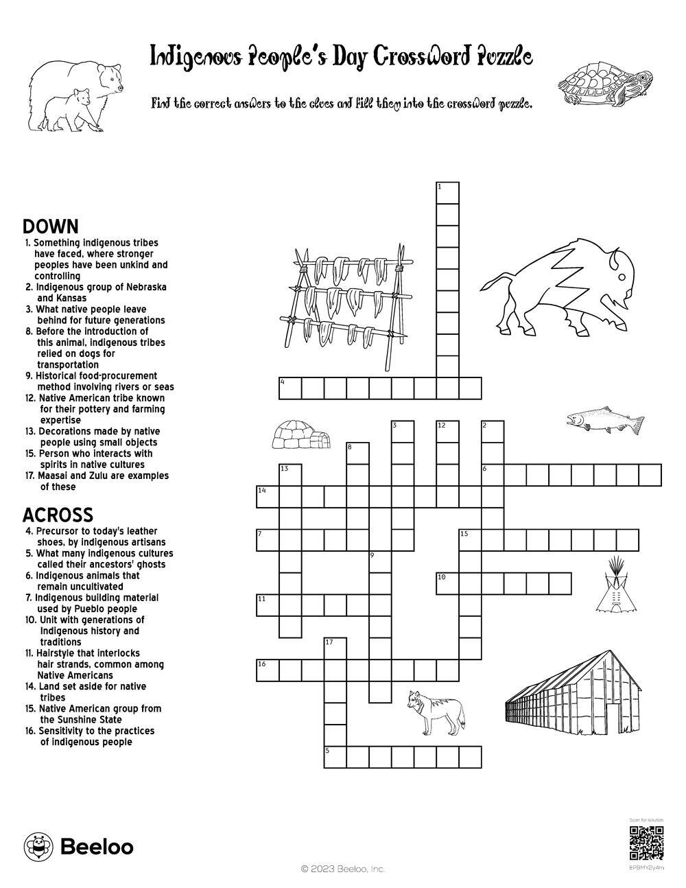 Indigenous People s Day Crossword Puzzle Beeloo Printable Crafts And Activities For Kids Indigenous People s Day Crossword Puzzle Beeloo Printable Crafts And Activities For Kids
