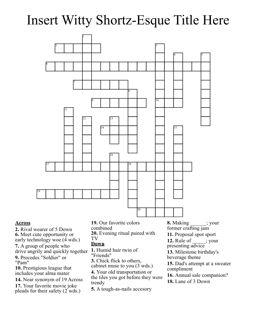 Insert Witty Shortz Esque Title Here Crossword WordMint