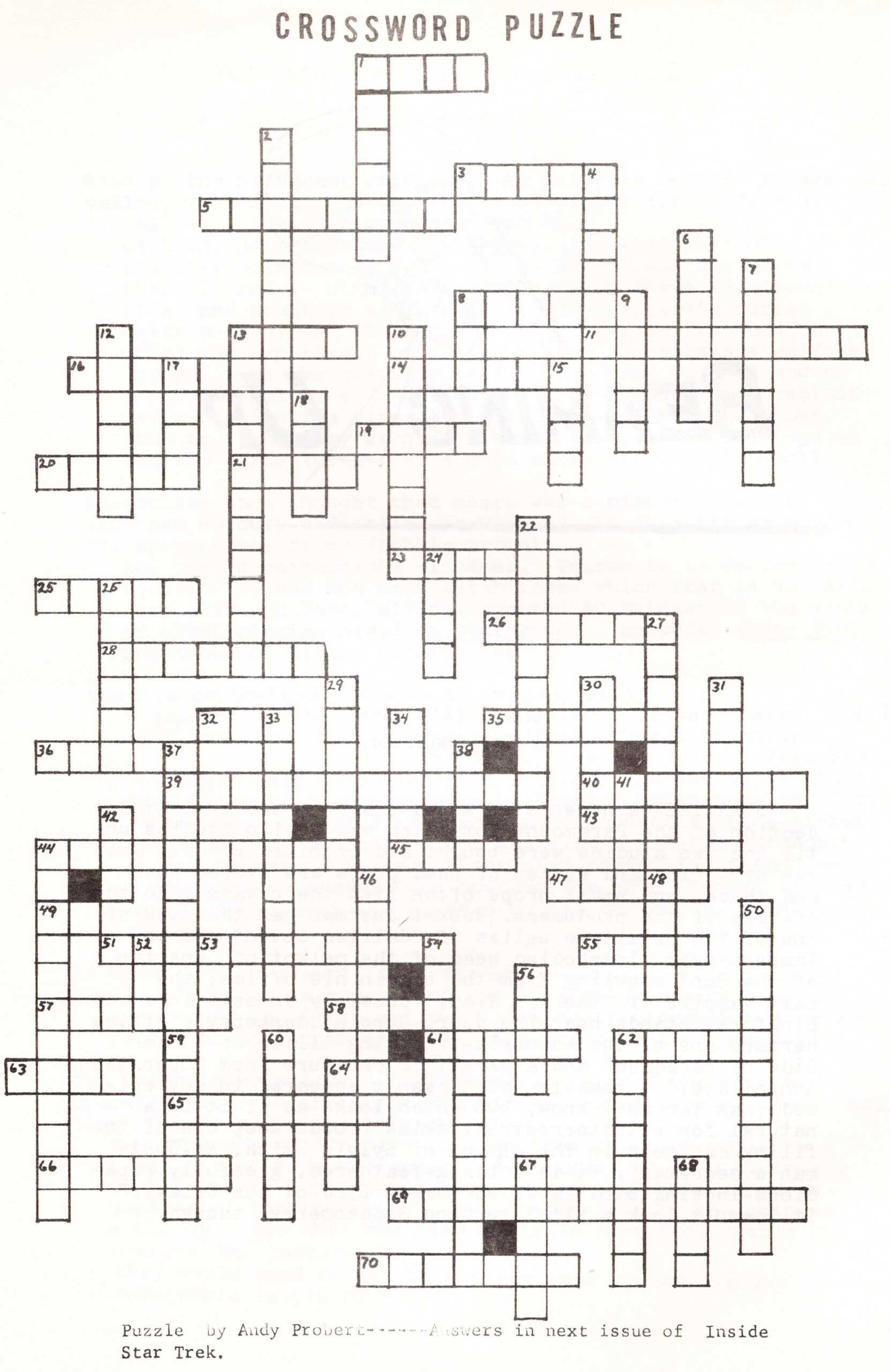 Inside Star Trek Crossword 25 Across Is SPVCK Collecting Trek Inside Star Trek Crossword 25 Across Is SPVCK Collecting Trek