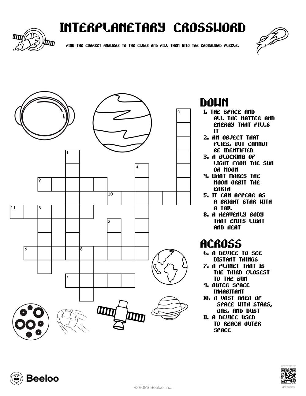Interplanetary Crossword Beeloo Printable Crafts And Activities For Kids Interplanetary Crossword Beeloo Printable Crafts And Activities For Kids