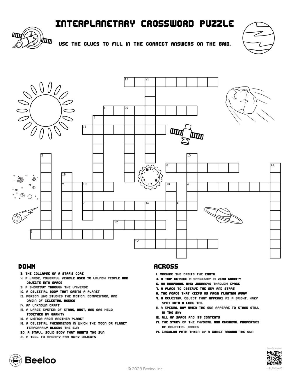 Interplanetary Crossword Puzzle Beeloo Printable Crafts And Activities For Kids Interplanetary Crossword Puzzle Beeloo Printable Crafts And Activities For Kids