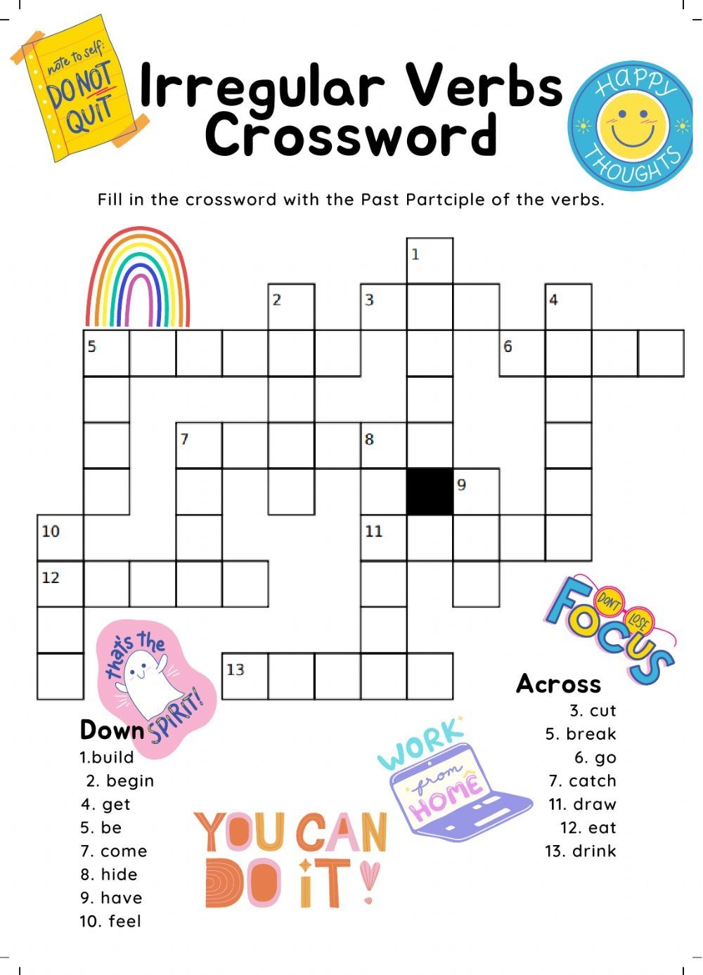 Verbs Crossword Puzzle Printable Verbs Crossword Puzzle Printable